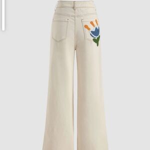 Cider Full Bloom Pants - offwhite wide leg pants- size small.